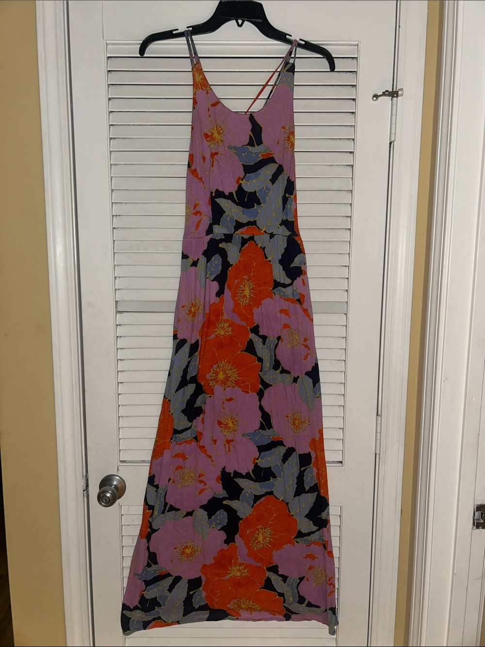 LOFT Lavender Floral Maxi Slip Dress with Orange Blooms